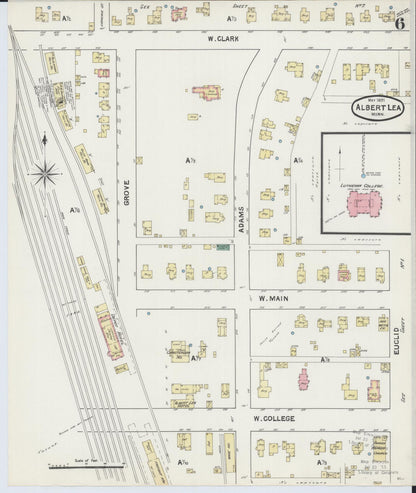 Sanborn Fire Insurance Map from Albert Lea, Freeborn County, Minnesota (1891), Sheet #0006 - Complete Map Set gallery image, historic Sanborn map, vintage wall art, Minnesota Minnesota