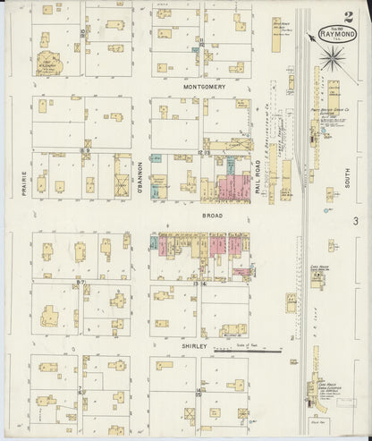 Sanborn Fire Insurance Map from Raymond, Montgomery County, Illinois (1901), Sheet #0002 - Historic Sanborn Fire Insurance Map Print, vintage old map wall art, antique decor, genealogy gift, Illinois Illinois map