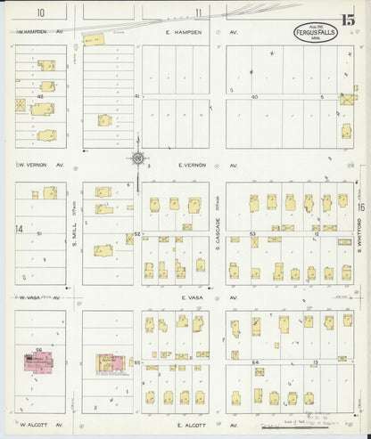Sanborn Fire Insurance Map from Fergus Falls, Otter Tail County, Minnesota (1915), Sheet #0015 - Complete Map Set gallery image, historic Sanborn map, vintage wall art, Minnesota Minnesota