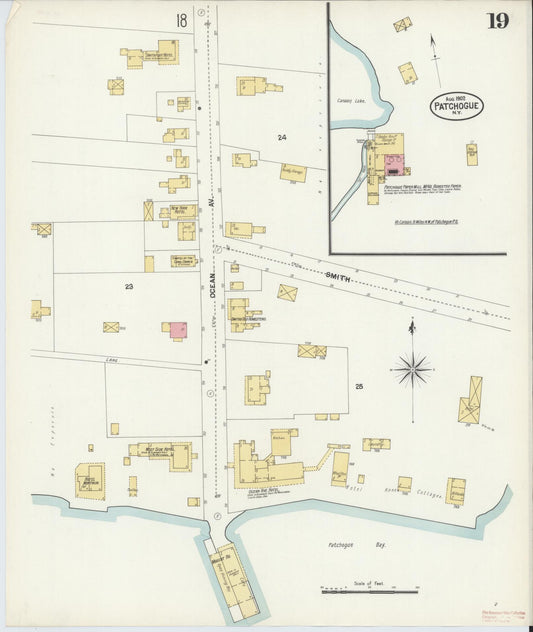 Sanborn Fire Insurance Map from Patchogue, Suffolk County, New York (1902), Sheet #0019 - Historic Sanborn Fire Insurance Map Print, vintage old map wall art, antique decor, genealogy gift, New York New York map