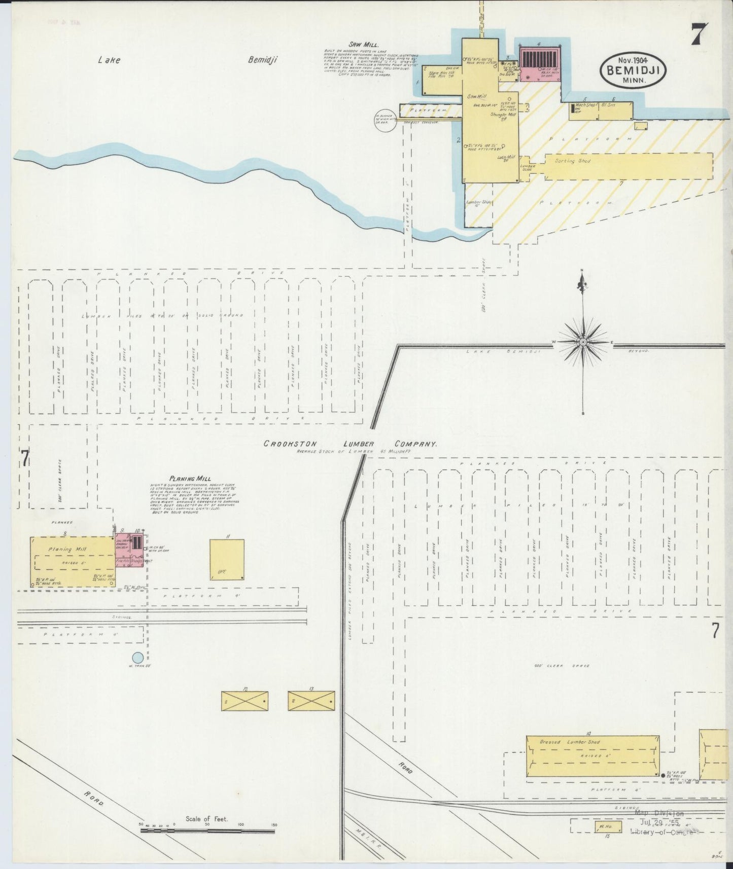 Sanborn Fire Insurance Map from Bemidji, Beltrami County, Minnesota (1904), Sheet #0007 - Complete Map Set gallery image, historic Sanborn map, vintage wall art, Minnesota Minnesota