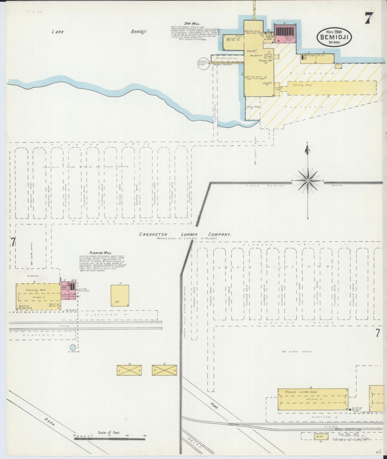 Sanborn Fire Insurance Map from Bemidji, Beltrami County, Minnesota (1904), Sheet #0007 - Complete Map Set gallery image, historic Sanborn map, vintage wall art, Minnesota Minnesota