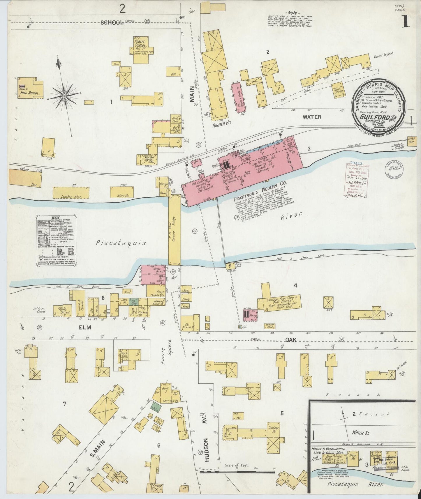 Sanborn Fire Insurance Map from Guilford, Piscataquis County, Maine. (1900) – Historic Sanborn Fire Insurance Map Print