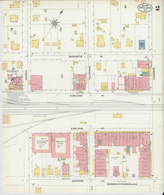 Sanborn Fire Insurance Map from Opelika, Lee County, Alabama (1903), Sheet #0002 - Historic Sanborn Fire Insurance Map Print, vintage old map wall art, antique decor, genealogy gift, Alabama Alabama map