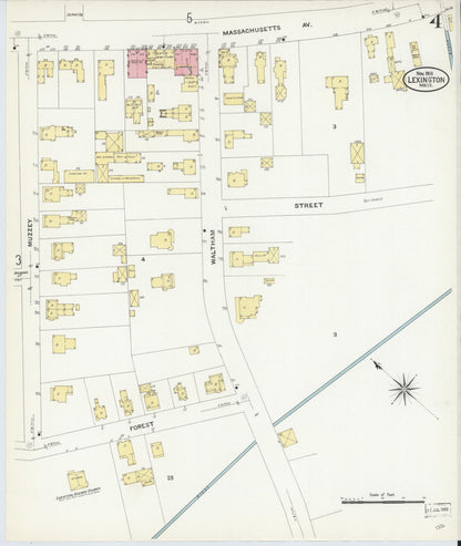 Sanborn Fire Insurance Map from Lexington, Middlesex County, Massachusetts (1908), Sheet #0004 - Complete Map Set gallery image, historic Sanborn map, vintage wall art, Massachusetts Massachusetts