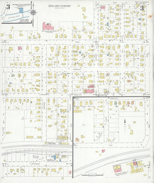 Sanborn Fire Insurance Map from West Salem, La Crosse County, Wisconsin (1937), Sheet #0003 - Historic Sanborn Fire Insurance Map Print, vintage old map wall art, antique decor, genealogy gift, Wisconsin Wisconsin map