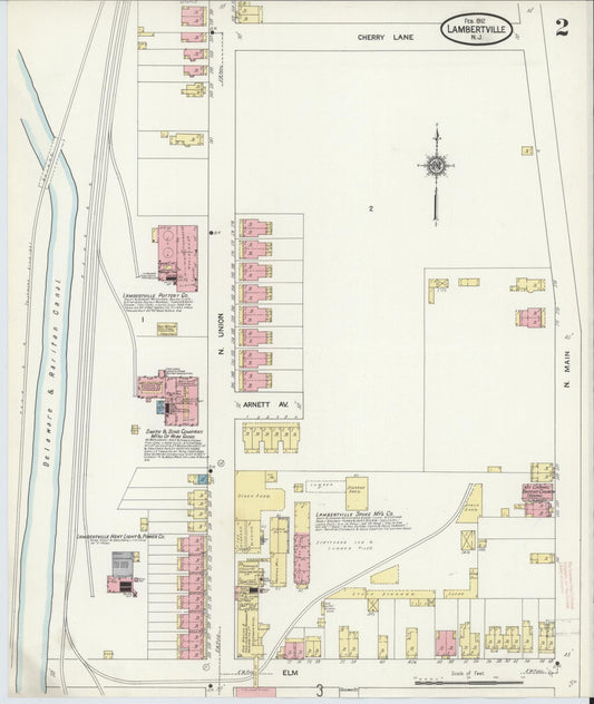 Sanborn Fire Insurance Map from Lambertville, Hunterdon County, New Jersey (1912), Sheet #0002 - Historic Sanborn Fire Insurance Map Print, vintage old map wall art, antique decor, genealogy gift, New Jersey New Jersey map
