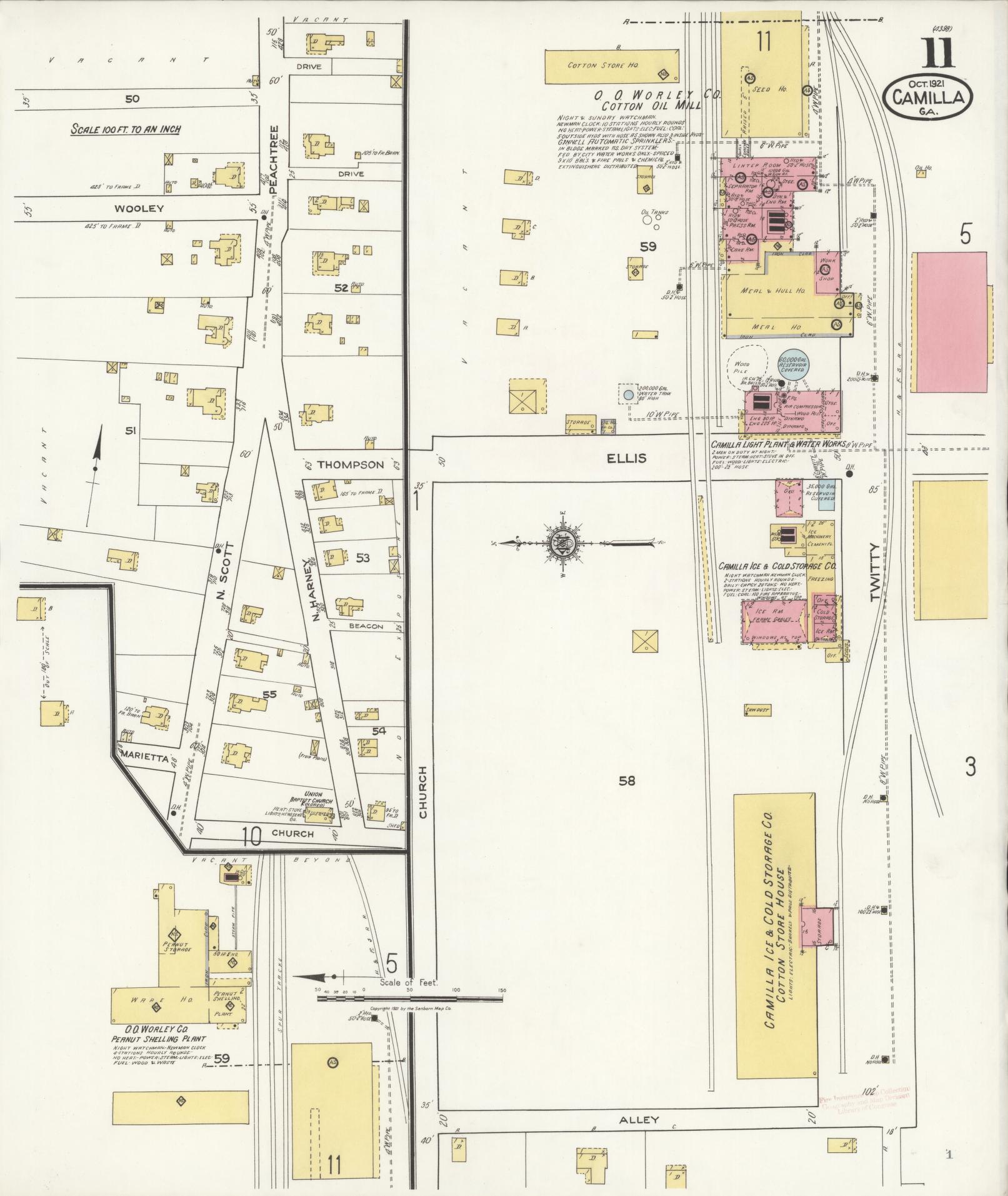 Sanborn Fire Insurance Map from Camilla, Mitchell County, Georgia (1921), Sheet #0011 - Complete Map Set gallery image, historic Sanborn map, vintage wall art, Georgia Georgia
