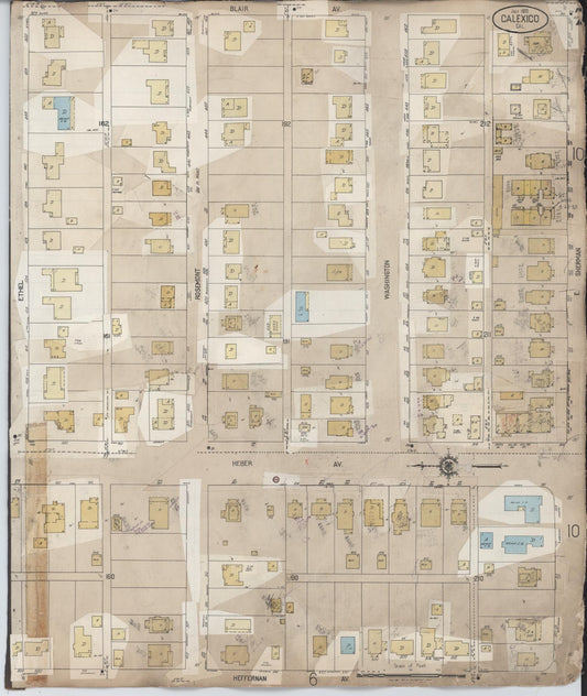 Sanborn Fire Insurance Map from Calexico, Imperial County, California (1956), Sheet #0007 - Historic Sanborn Fire Insurance Map Print, vintage old map wall art, antique decor, genealogy gift, California California map