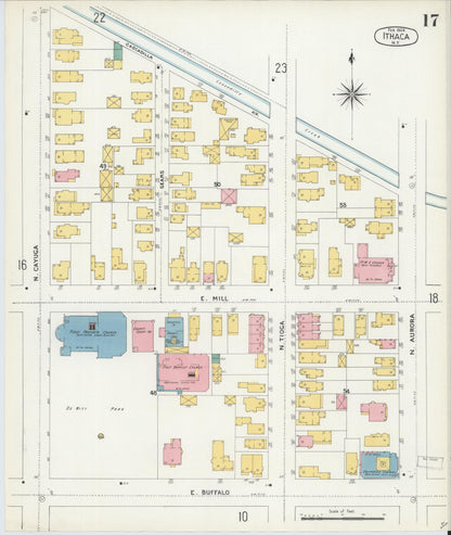 Sanborn Fire Insurance Map from Ithaca, Tompkins County, New York (1904), Sheet #0017 - Complete Map Set gallery image, historic Sanborn map, vintage wall art, New York New York