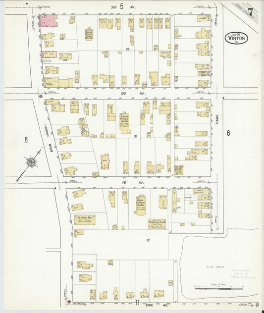 Sanborn Fire Insurance Map from Winton, Lackawanna County, Pennsylvania (1912), Sheet #0007 - Historic Sanborn Fire Insurance Map Print, vintage old map wall art, antique decor, genealogy gift, Pennsylvania Pennsylvania map