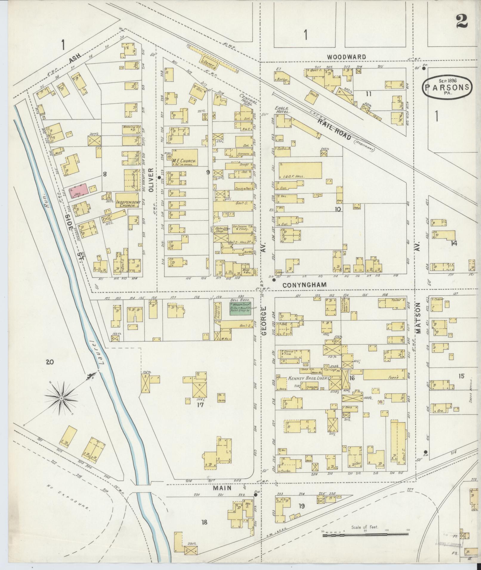 Sanborn Fire Insurance Map from Parsons, Luzerne County, Pennsylvania (1896), Sheet #0002 - Complete Map Set gallery image, historic Sanborn map, vintage wall art, Pennsylvania Pennsylvania