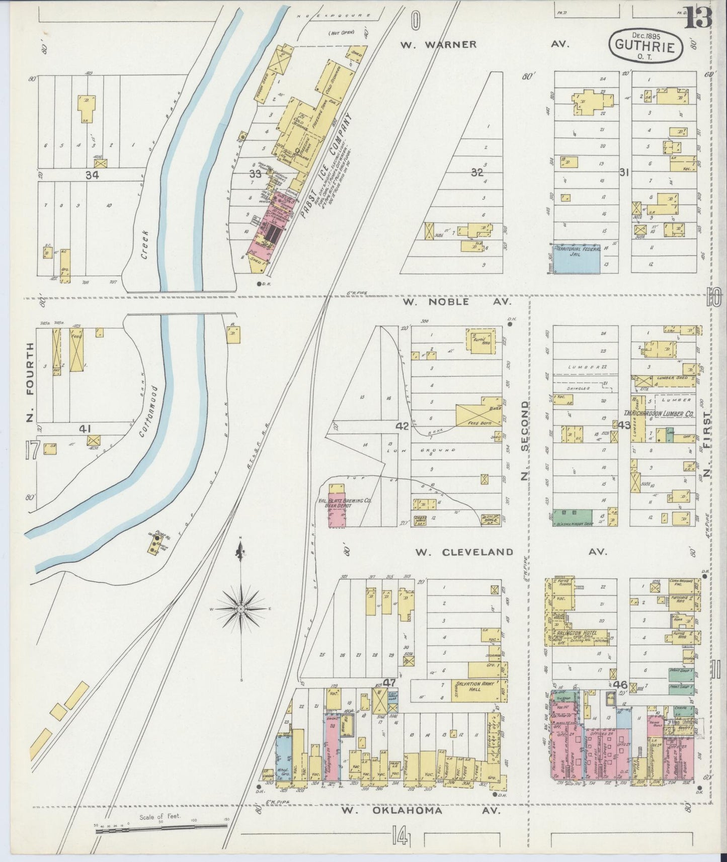 Sanborn Fire Insurance Map from Guthrie, Logan County, Oklahoma (1895), Sheet #0013 - Complete Map Set gallery image, historic Sanborn map, vintage wall art, Oklahoma Oklahoma