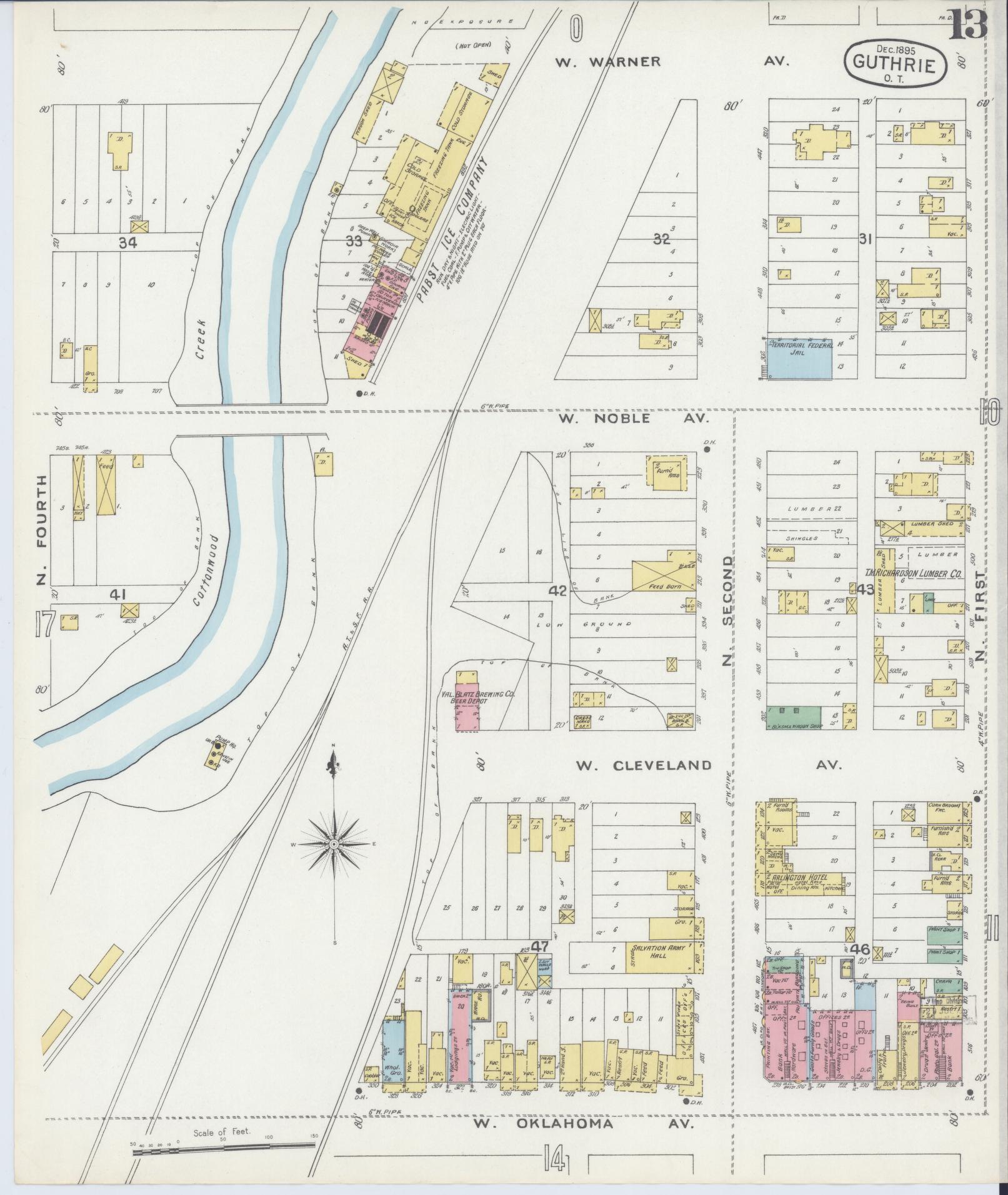 Sanborn Fire Insurance Map from Guthrie, Logan County, Oklahoma (1895), Sheet #0013 - Complete Map Set gallery image, historic Sanborn map, vintage wall art, Oklahoma Oklahoma