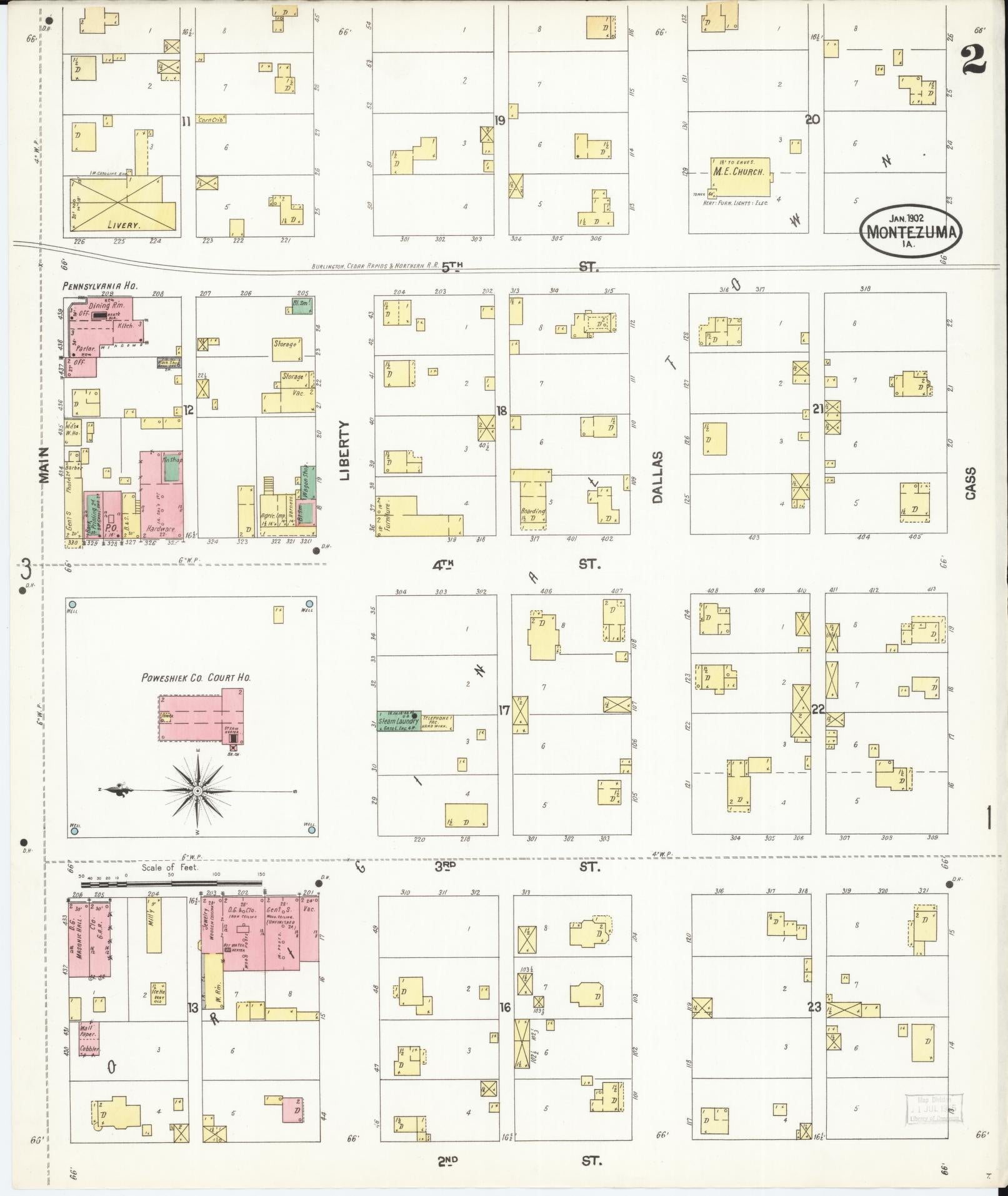 Sanborn Fire Insurance Map from Montezuma, Poweshiek County, Iowa (1902), Sheet #0002 - Historic Sanborn Fire Insurance Map Print