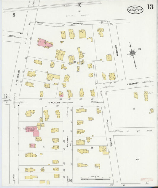 Sanborn Fire Insurance Map from Canastota, Madison County, New York (1911), Sheet #0013 - Historic Sanborn Fire Insurance Map Print, vintage old map wall art, antique decor, genealogy gift, New York New York map