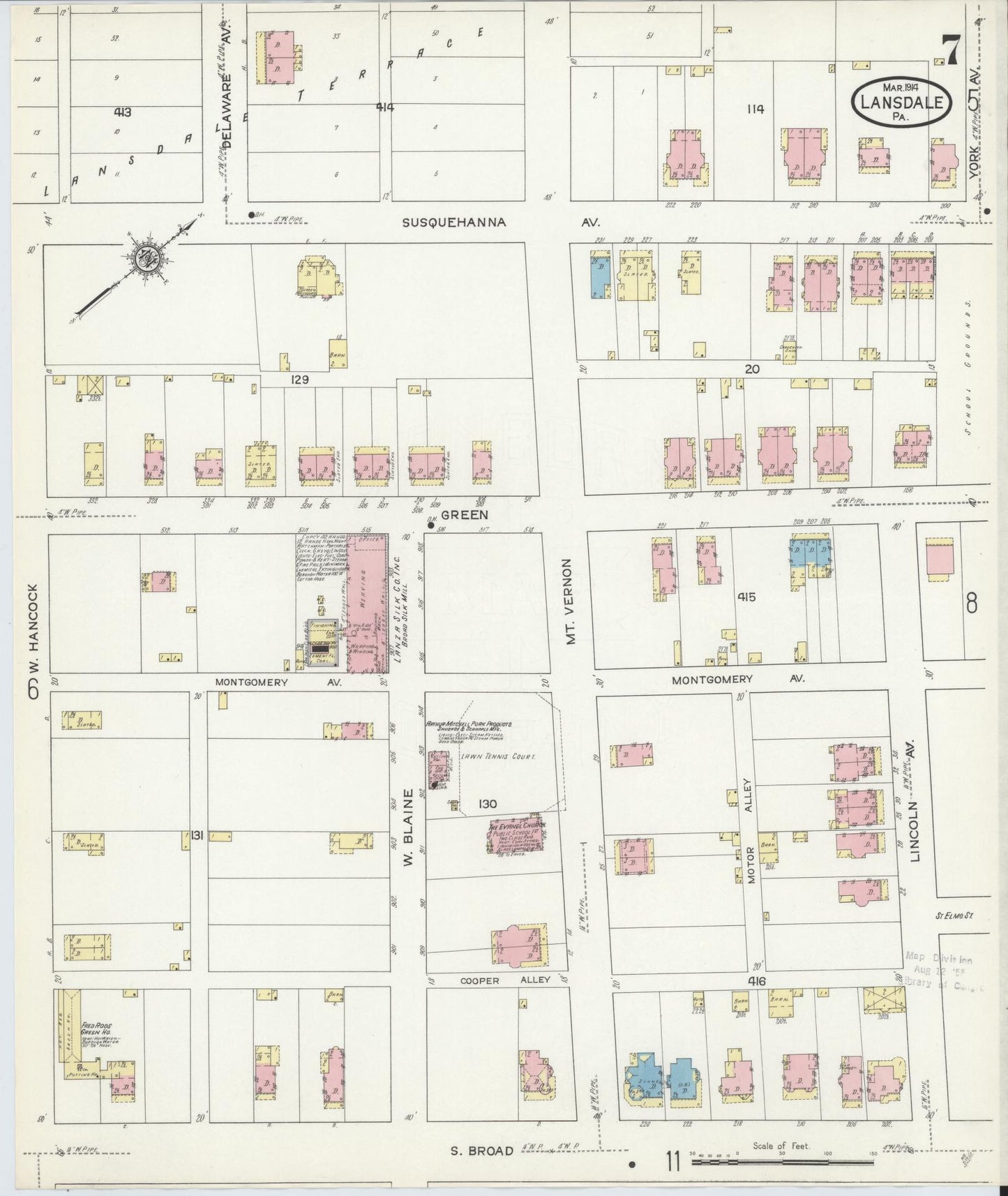 Sanborn Fire Insurance Map from Lansdale, Montgomery County, Pennsylvania (1914), Sheet #0007 - Complete Map Set gallery image, historic Sanborn map, vintage wall art, Pennsylvania Pennsylvania