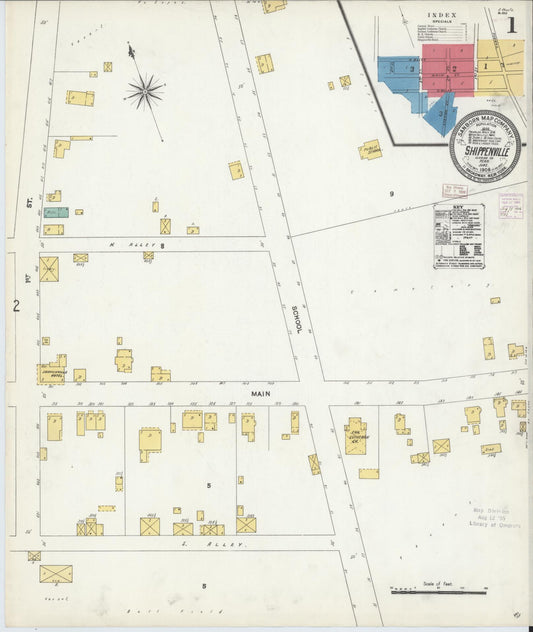 Sanborn Fire Insurance Map from Shippenville, Clarion County, Pennsylvania (1906), Sheet #0001 - Historic Sanborn Fire Insurance Map Print, vintage old map wall art, antique decor, genealogy gift, Pennsylvania Pennsylvania map