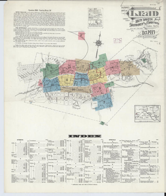 Sanborn Fire Insurance Map from Lead, Lawrence County, South Dakota (1915), Sheet #0001 - Complete Map Set gallery image, historic Sanborn map, vintage wall art, South Dakota South Dakota