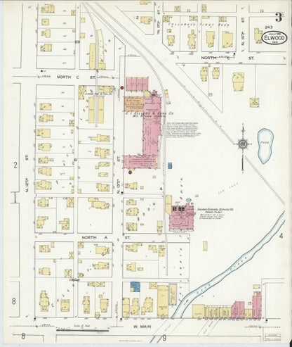 Sanborn Fire Insurance Map from Elwood, Madison County, Indiana (1916), Sheet #0003 - Complete Map Set gallery image, historic Sanborn map, vintage wall art, Indiana Indiana