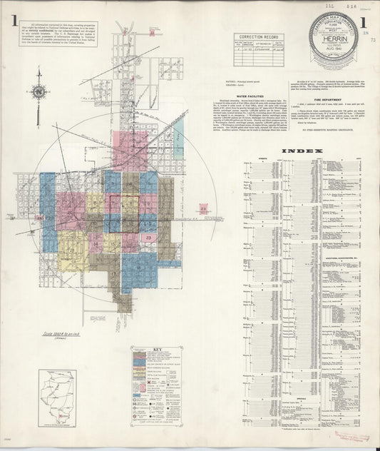 Sanborn Fire Insurance Map from Herrin, Williamson County, Illinois (1947), Sheet #0001 - Complete Map Set gallery image, historic Sanborn map, vintage wall art, Illinois Illinois