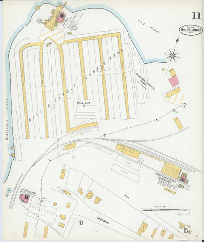 Sanborn Fire Insurance Map from Rhinelander, Oneida County, Wisconsin (1900), Sheet #0011 - Complete Map Set gallery image, historic Sanborn map, vintage wall art, Wisconsin Wisconsin
