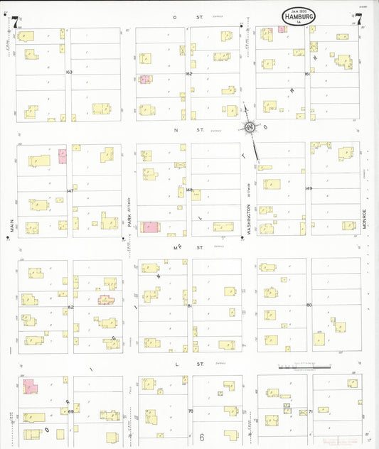 Sanborn Fire Insurance Map from Hamburg, Fremont County, Iowa (1930), Sheet #0007 - Historic Sanborn Fire Insurance Map Print, vintage old map wall art