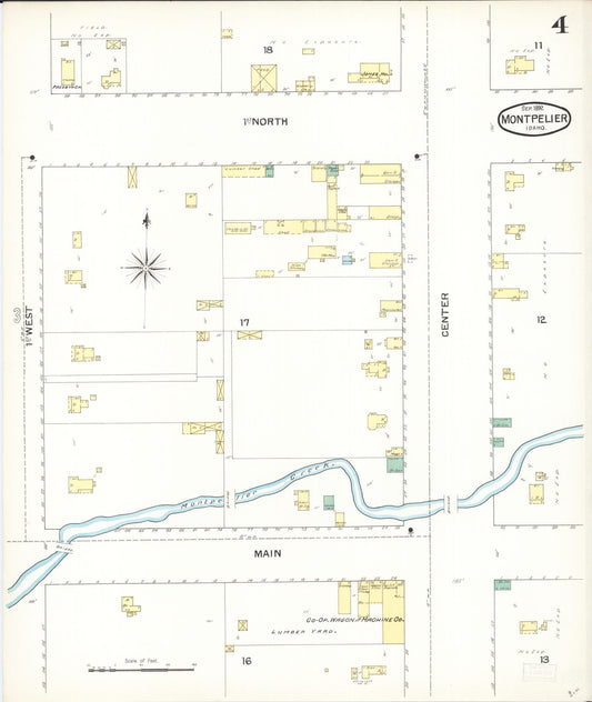 Sanborn Fire Insurance Map from Montpelier, Bear Lake County, Idaho (1892), Sheet #0004 - Historic Sanborn Fire Insurance Map Print, vintage old map wall art, antique decor, genealogy gift, Idaho Idaho map
