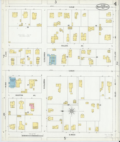 Sanborn Fire Insurance Map from Weatherford, Parker County, Texas (1900), Sheet #0004 - Complete Map Set gallery image, historic Sanborn map, vintage wall art, Texas Texas