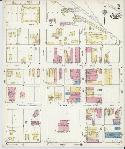 Sanborn Fire Insurance Map from Albion, Boone County, Nebraska (1921), Sheet #0002 - Historic Sanborn Fire Insurance Map Print, vintage old map wall art, antique decor, genealogy gift, Nebraska Nebraska map