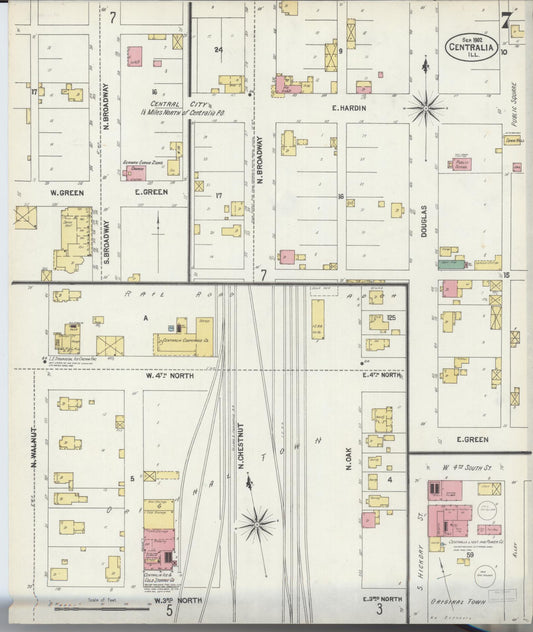Sanborn Fire Insurance Map from Centralia, Marion, Clinton, Jefferson, and Washington Counties, Illinois (1902), Sheet #0007 - Historic Sanborn Fire Insurance Map Print, vintage old map wall art, antique decor, genealogy gift, Illinois Illinois map