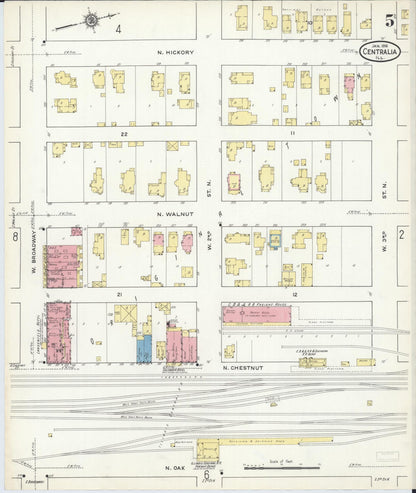 Sanborn Fire Insurance Map from Centralia, Marion, Clinton, Jefferson, and Washington Counties, Illinois (1916), Sheet #0005 - Historic Sanborn Fire Insurance Map Print, vintage old map wall art, antique decor, genealogy gift, Illinois Illinois map