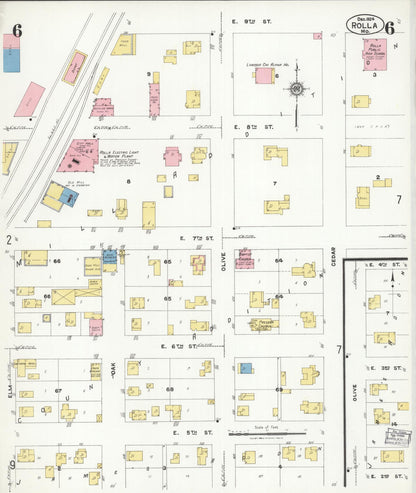 Sanborn Fire Insurance Map from Rolla, Phelps County, Missouri (1924), Sheet #0006 - Historic Sanborn Fire Insurance Map Print, vintage old map wall art, antique decor, genealogy gift, Missouri Missouri map
