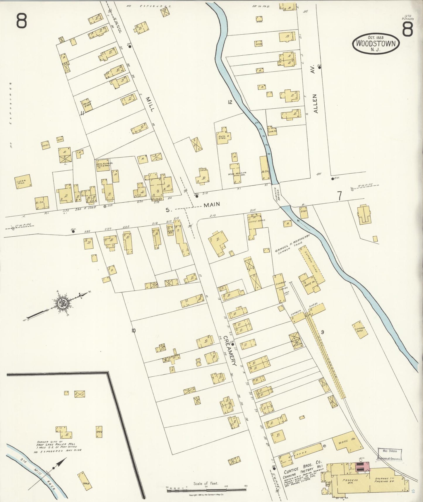 Sanborn Fire Insurance Map from Woodstown, Salem County, New Jersey (1923), Sheet #0008 - Historic Sanborn Fire Insurance Map Print, vintage old map wall art, antique decor, genealogy gift, New Jersey New Jersey map
