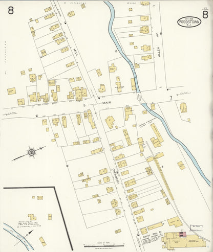 Sanborn Fire Insurance Map from Woodstown, Salem County, New Jersey (1923), Sheet #0008 - Historic Sanborn Fire Insurance Map Print, vintage old map wall art, antique decor, genealogy gift, New Jersey New Jersey map