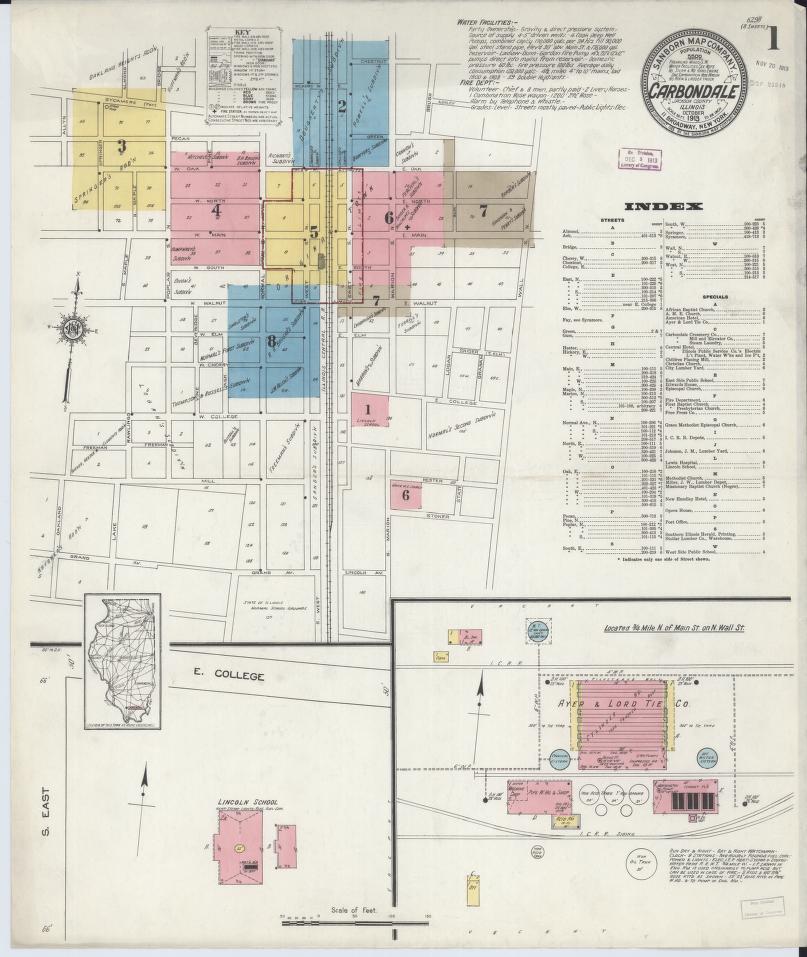 Sanborn Fire Insurance Map from Carbondale, Jackson County, Illinois. (1913) – Map View