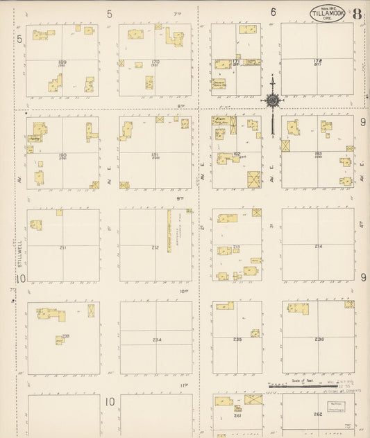 Sanborn Fire Insurance Map from Tillamook, Tillamook County, Oregon (1912), Sheet #0008 - Historic Sanborn Fire Insurance Map Print, vintage old map wall art, antique decor, genealogy gift, Oregon Oregon map