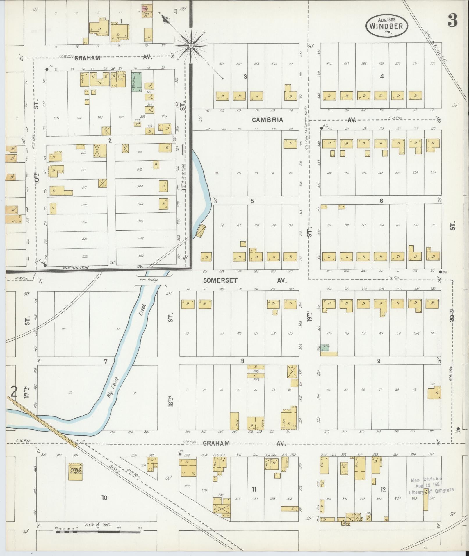 Sanborn Fire Insurance Map from Windber, Somerset County, Pennsylvania (1899), Sheet #0003 - Complete Map Set gallery image, historic Sanborn map, vintage wall art, Pennsylvania Pennsylvania
