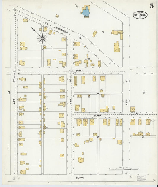 Sanborn Fire Insurance Map from Bellwood, Blair County, Pennsylvania (1904), Sheet #0005 - Historic Sanborn Fire Insurance Map Print, vintage old map wall art, antique decor, genealogy gift, Pennsylvania Pennsylvania map