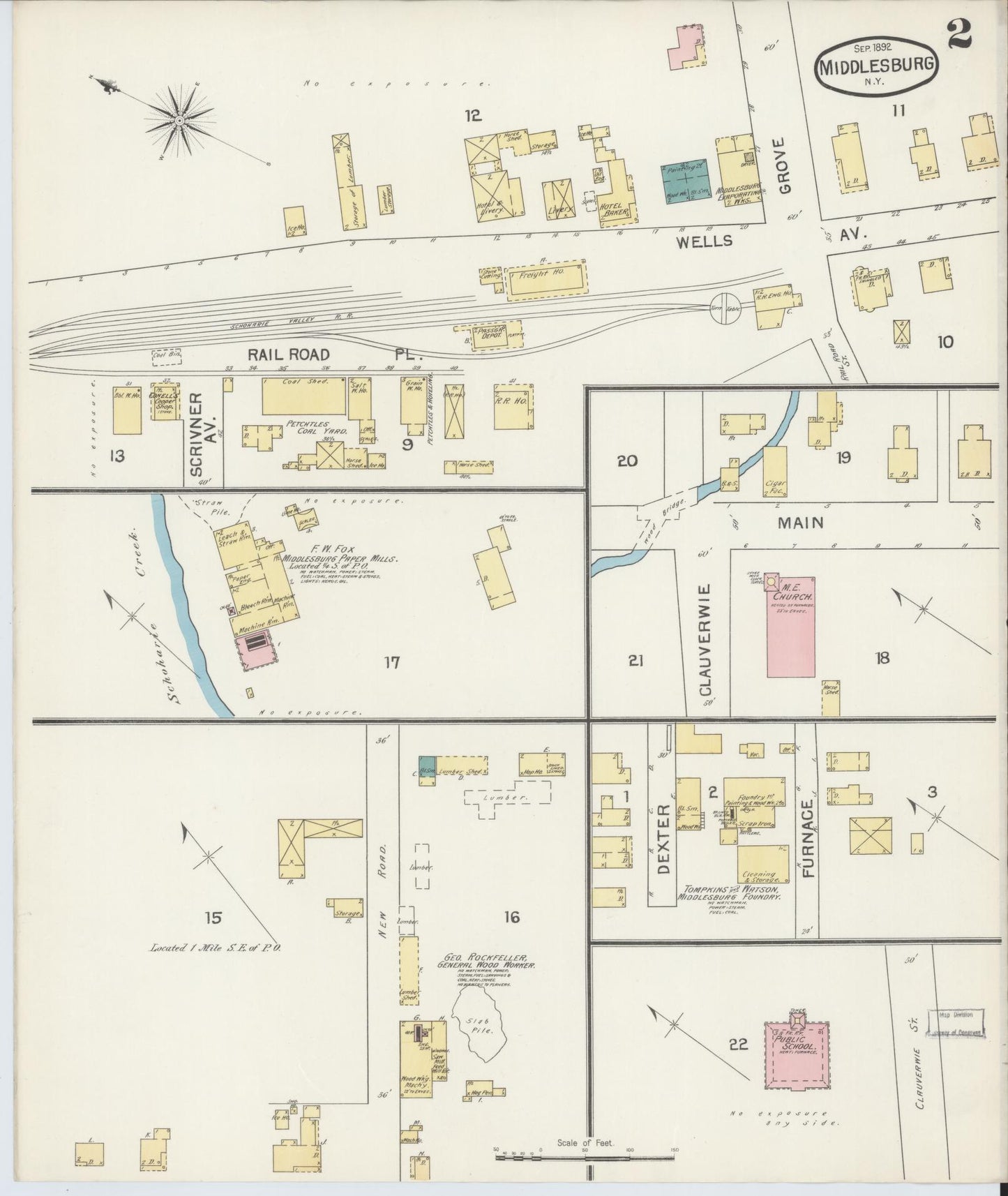 Sanborn Fire Insurance Map from Middleburgh, Schoharie County, New York (1892), Sheet #0002 - Complete Map Set gallery image, historic Sanborn map, vintage wall art, New York New York