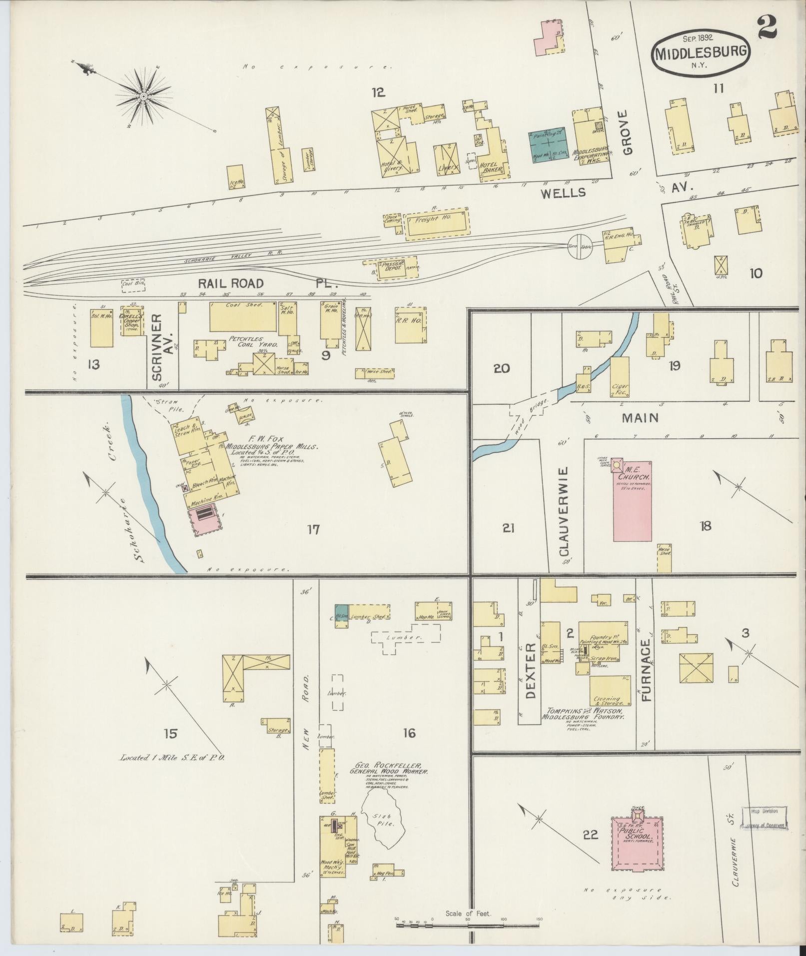Sanborn Fire Insurance Map from Middleburgh, Schoharie County, New York (1892), Sheet #0002 - Complete Map Set gallery image, historic Sanborn map, vintage wall art, New York New York