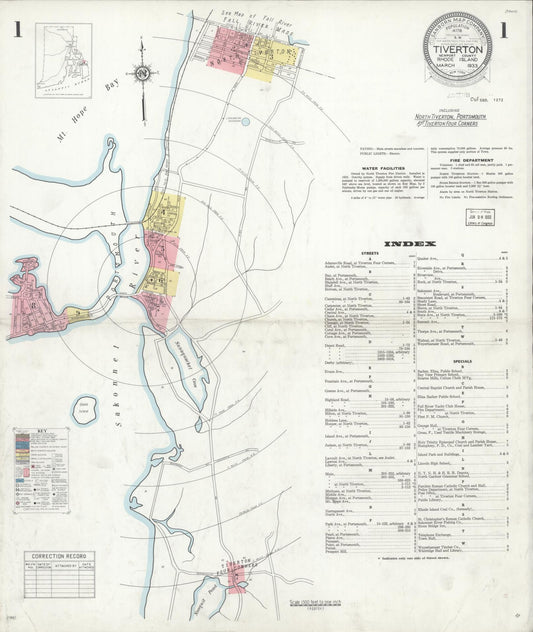 Sanborn Fire Insurance Map from Tiverton, Newport County, Rhode Island (1933), Sheet #0001 - Complete Map Set gallery image, historic Sanborn map, vintage wall art, Rhode Island Rhode Island
