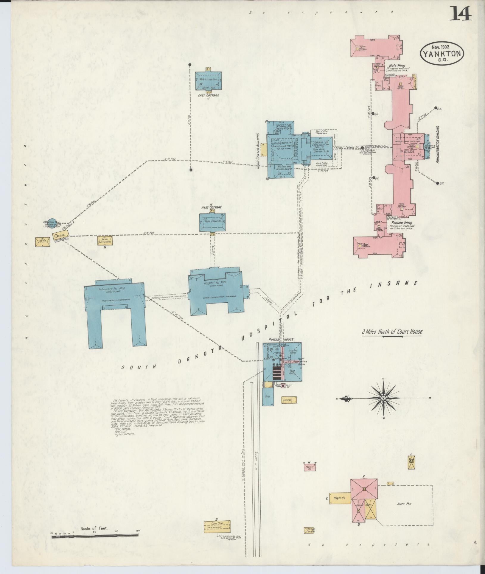Sanborn Fire Insurance Map from Yankton, Yankton County, South Dakota (1903), Sheet #0014 - Complete Map Set gallery image, historic Sanborn map, vintage wall art, South Dakota South Dakota