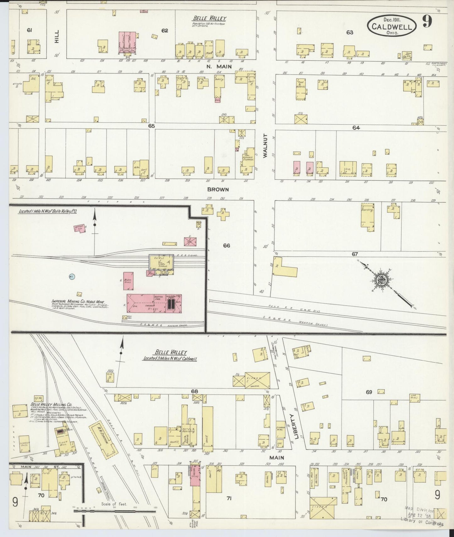 Sanborn Fire Insurance Map from Caldwell, Noble County, Ohio (1911), Sheet #0009 - Historic Sanborn Fire Insurance Map Print, vintage old map wall art, antique decor, genealogy gift, Ohio Ohio map