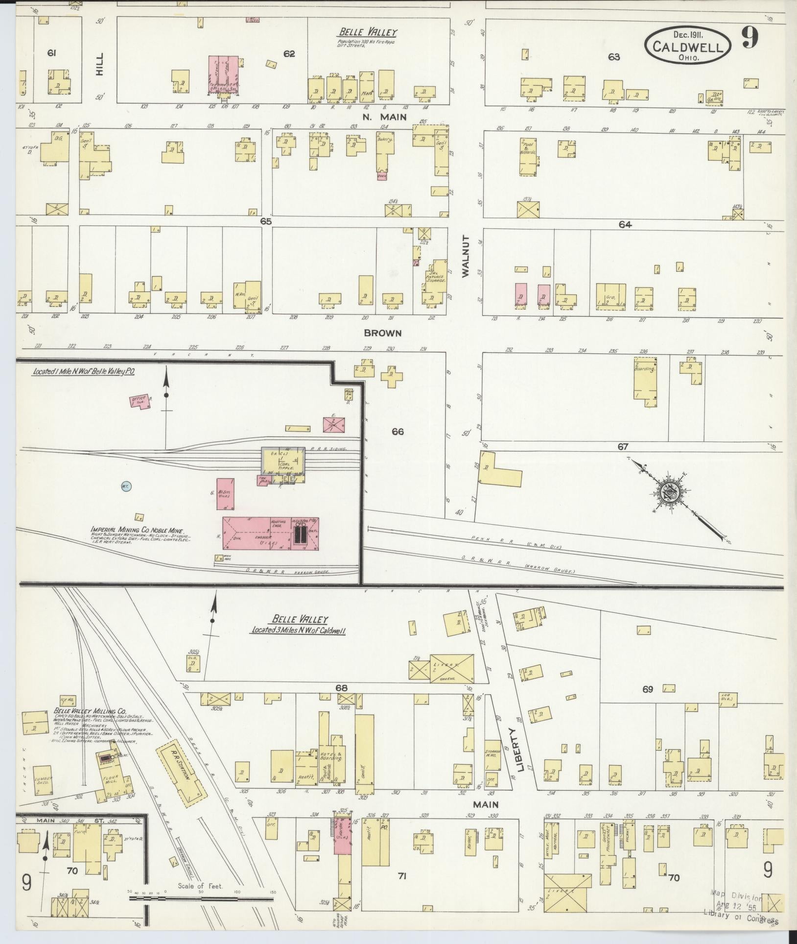 Sanborn Fire Insurance Map from Caldwell, Noble County, Ohio (1911), Sheet #0009 - Historic Sanborn Fire Insurance Map Print, vintage old map wall art, antique decor, genealogy gift, Ohio Ohio map