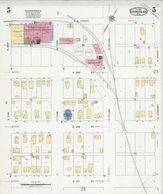 Sanborn Fire Insurance Map from Grand Island, Hall County, Nebraska (1924), Sheet #0005 - Historic Sanborn Fire Insurance Map Print, vintage old map wall art, antique decor, genealogy gift, Nebraska Nebraska map