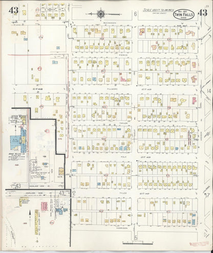 Sanborn Fire Insurance Map from Twin Falls, Twin Falls County, Idaho (1949), Sheet #0043 - Complete Map Set gallery image, historic Sanborn map, vintage wall art, Falls Idaho