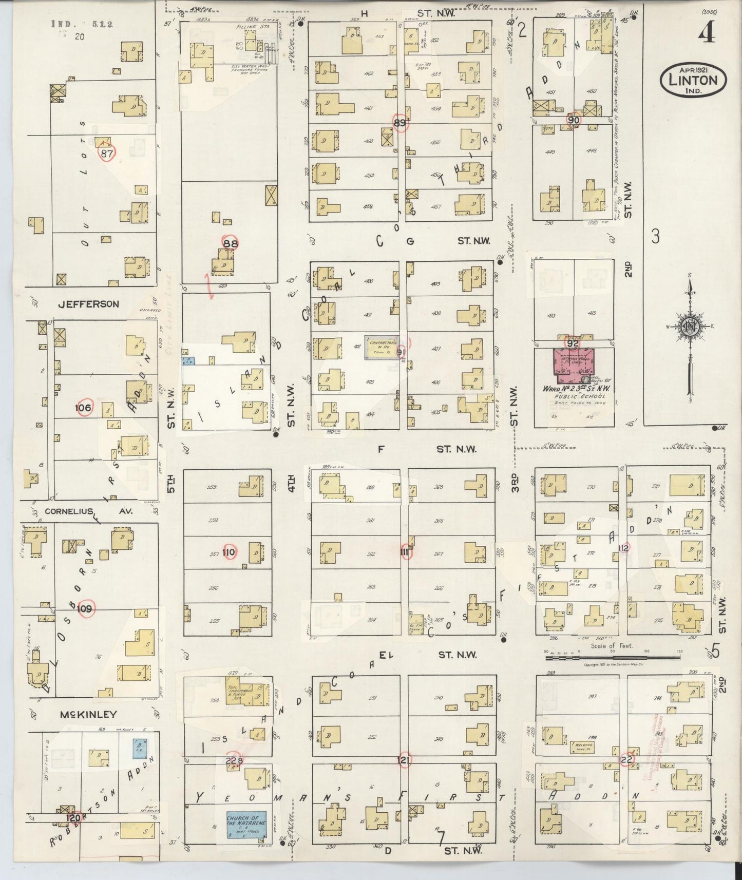 Sanborn Fire Insurance Map from Linton, Greene County, Indiana (1948), Sheet #0004 - Complete Map Set gallery image, historic Sanborn map, vintage wall art, Indiana Indiana