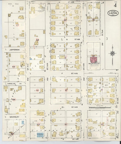 Sanborn Fire Insurance Map from Linton, Greene County, Indiana (1948), Sheet #0004 - Complete Map Set gallery image, historic Sanborn map, vintage wall art, Indiana Indiana