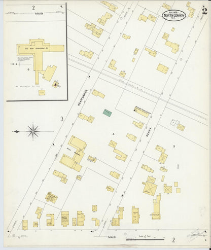 Sanborn Fire Insurance Map from North Conway, Carroll County, New Hampshire (1908), Sheet #0002 - Complete Map Set gallery image, historic Sanborn map, vintage wall art, New Hampshire New Hampshire